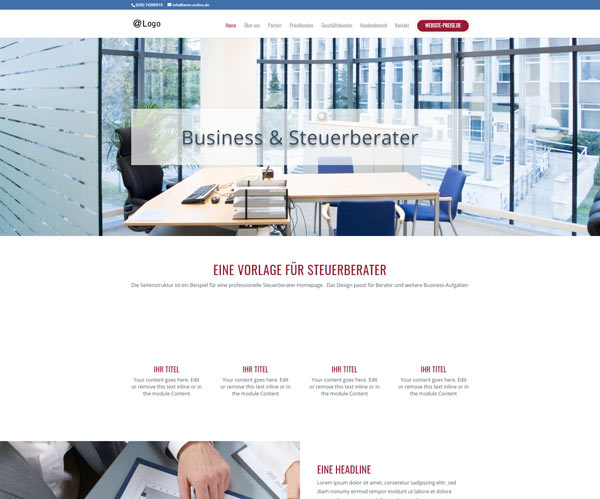 Webdesign Für Steuerberater Website • Homepage Vorlagen, Preise